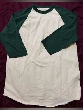 Soffe Green and White Baseball T Shirt
